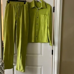 Lime green pants and jacket set